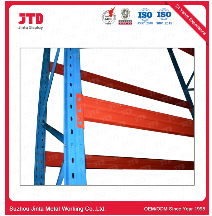 500kgs 5.5m Warehouse Metal Racks Red 3 Layer Steel Rack