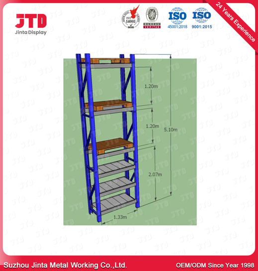 1.2m 2.5m Warehouse Metal Racks 3000kgs Heavy Duty Supermarket Racks