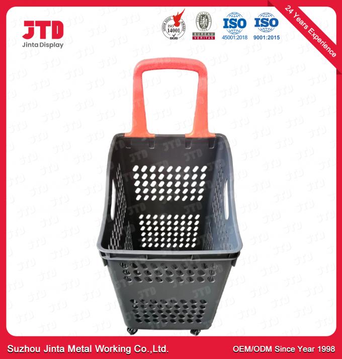 60L Plastic Shopping Trolley Baskets Red Blue Green