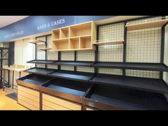 Metal Wood Shelf Shop Display Shelving Back Panel Wood Frame Supermarket Display Shelving