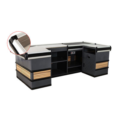 Convenient Supermarket Steel Checkout Counters Stainless Steel Table Cashier