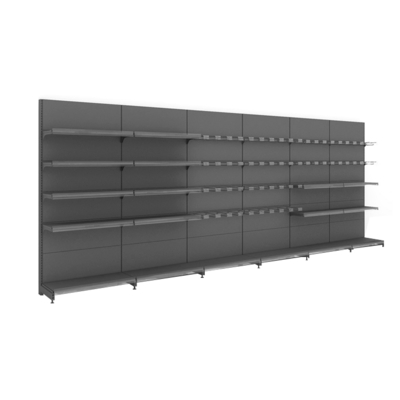 Single-Sided Metal Supermarket Shelf with Powder Coated Finish