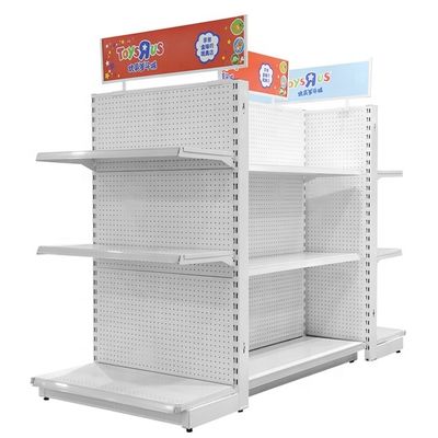 Metal Gondola Display Shelving Double-Sided Supermarket Shelf with 5 Shelves Customized for Retail Stores