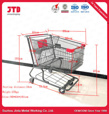 OEM Supermarket Shopping Mall Trolley 180L Heavy Duty Steel Shopping Cart