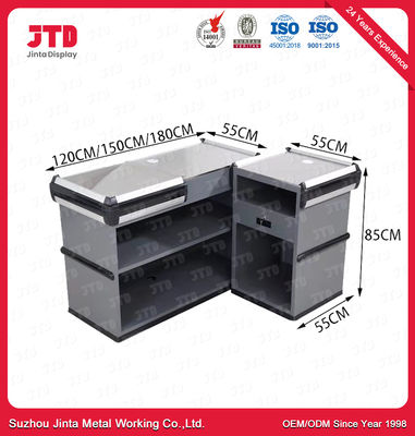 Metal Supermarket Checkout Counter Without Conveyor Belt