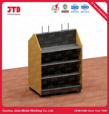 OEM Metal Shelf Shop Display Shelving Round Hole Back Panel  Wood Frame Supermarket Display Shelving