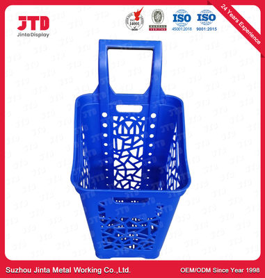 Rolling Plastic Shopping Baskets With Wheels 65L Large Capacity