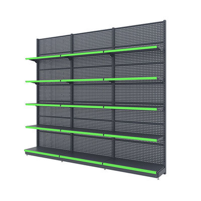 Buy Metallic Gondola Display Shelving with Quick Installation Solid Shelf and Adjustable Back for Retail Stores online manufacture