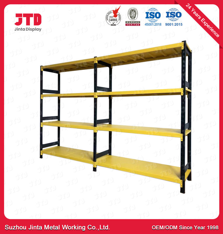 Yellow And Black Color Medium Duty Warehouse Storage Racks With 4 Layers