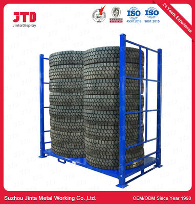 Heavy Duty Metal Tyre Storage Racks Customized Length 2000mm Blue Color