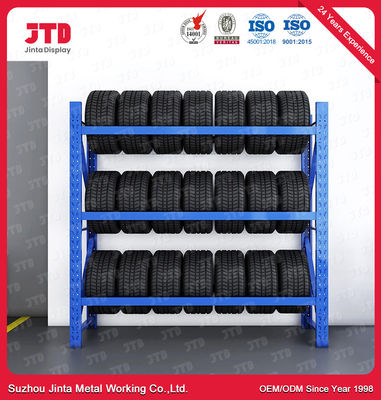 Heavy Duty Metal Tyre Storage Racks Customized Length 2000mm Blue Color