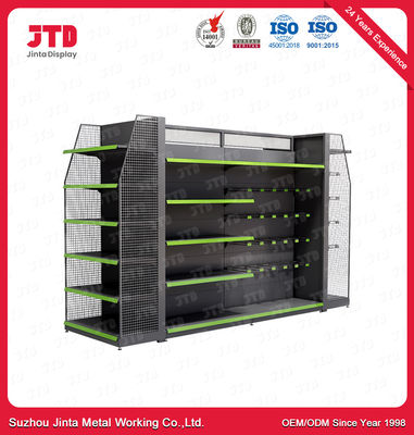 Flat Panel Supermarket Display Shelving Q235 Metal Milk White