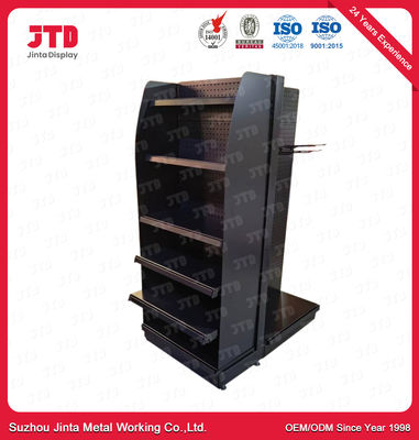 Metal Supermarket Gondola Shop Shelves Black Color