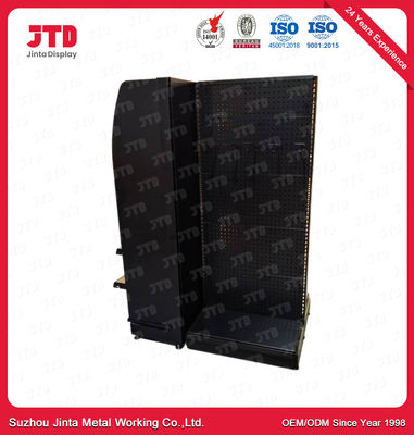 Metal Supermarket Gondola Shop Shelves Black Color