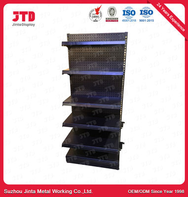 Metal Supermarket Gondola Shop Shelves Black Color