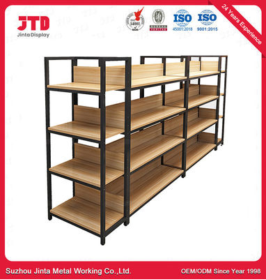 Metal Shop Supermarket Goods Shelf Rack Wooden Metal Gondola Shelving