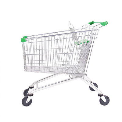 Foldable Handle Supermarket Metal Trolley Cart Size 60L-240L