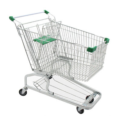 Supermarket Grocery Store Metal Shopping Trolley Cart With Customized Colors And Rubber Wheels
