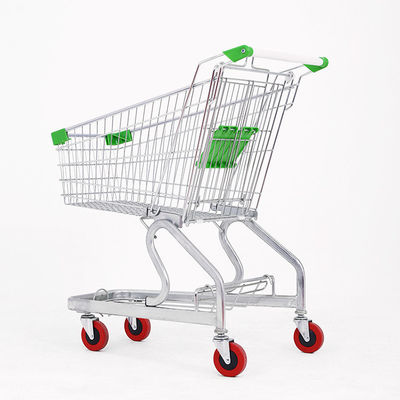 Supermarket Grocery Store Metal Shopping Trolley Cart With Customized Colors And Rubber Wheels
