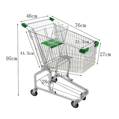 Convenient Customized Logos Metal Shopping Carts Trolley For Supermarket 60L-240L
