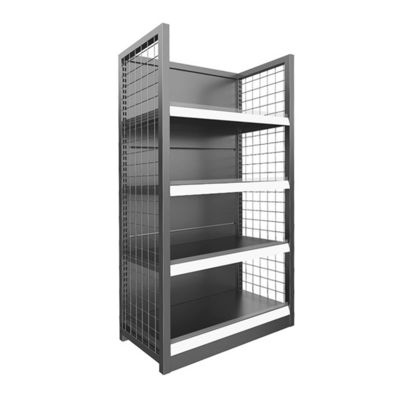 Double Sided Gondola Steel Wire Mesh Rack Metal Display Shelves For Supermarket
