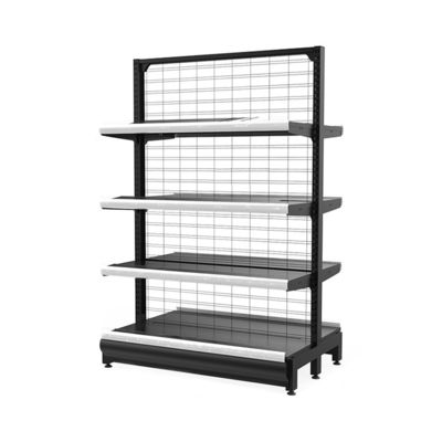 Double Sided Gondola Steel Wire Mesh Rack Metal Display Shelves For Supermarket
