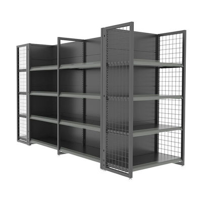 Double Sided Gondola Steel Wire Mesh Rack Metal Display Shelves For Supermarket