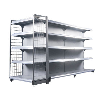 Supermarket Gondola Wire Display Shelving Metal Retail Store Steel Shelf Wire Mesh Back Panel