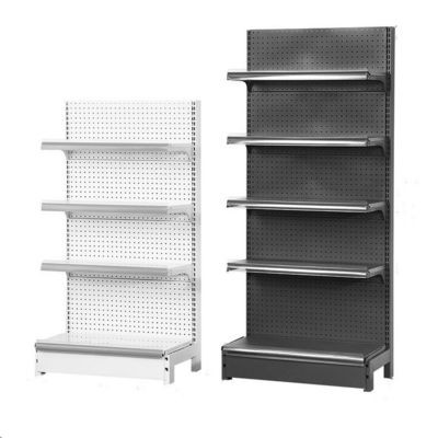 Customized Supermarket Display Shelves Single Side Metal Gondola Shelving Retail Store