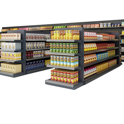 Four Side Metal Display Rack Shelf Supermarket Advertising Gondola Shelving