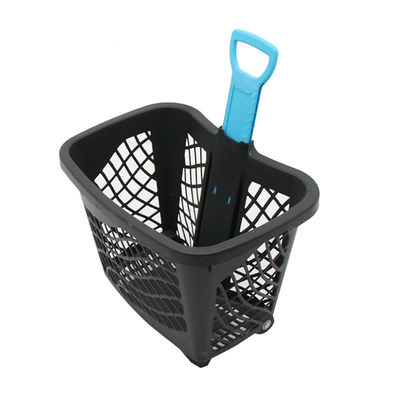 Conveniently Foldable Plastic Trolley Basket With Four Wheels Easy To Store And Clean