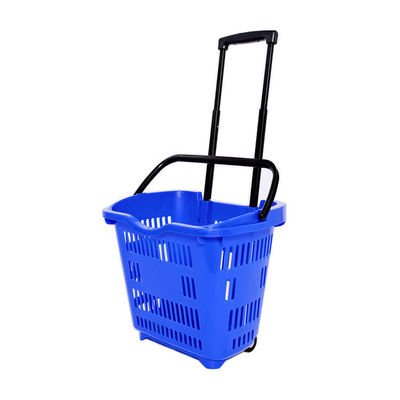 34L Customized Foldable Plastic Trolley Basket With Handle For Shopping