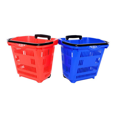 34L Customized Foldable Plastic Trolley Basket With Handle For Shopping