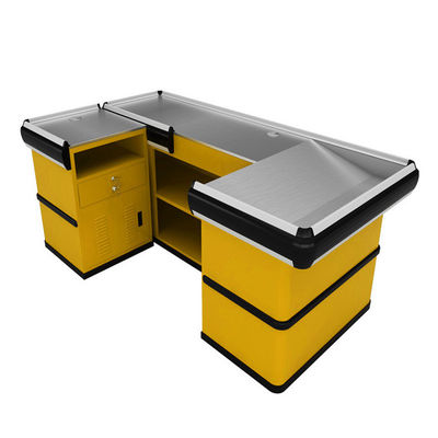 Supermarket Check Out Counter Cold Rolled Steel Material Shop Cash Counter