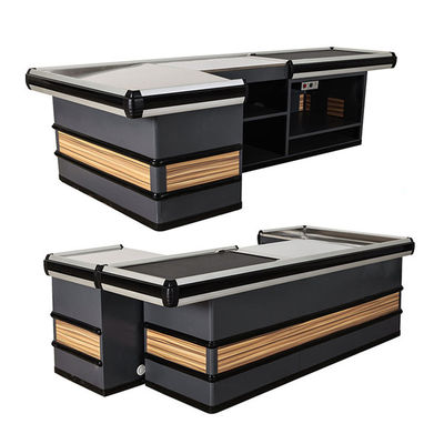 Convenient Supermarket Steel Checkout Counters Stainless Steel Table Cashier