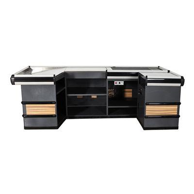 Convenient Supermarket Steel Checkout Counters Stainless Steel Table Cashier