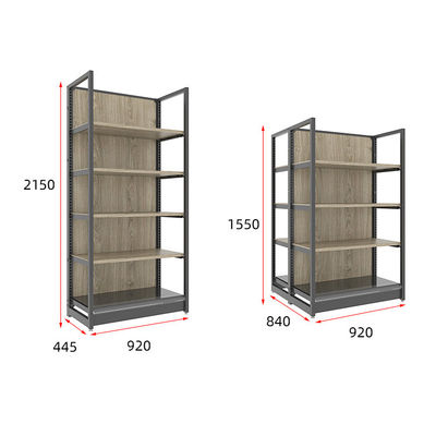 Customized Supermarket Display Shelving Durable Steel And Wood Store Display Shelf