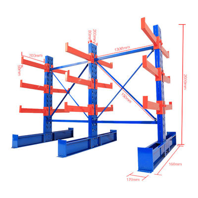 Heavy Duty Storage Warehouse Cantilever Rack With 500-3000kg Per Layer Capacity