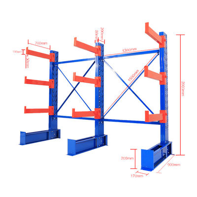 Heavy Duty Storage Warehouse Cantilever Rack With 500-3000kg Per Layer Capacity