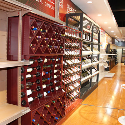 Customized Supermarket Wooden Wine Storage Shelf Liquor Display Cabinet shelf
