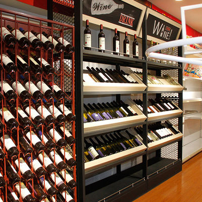 Customized Supermarket Wooden Wine Storage Shelf Liquor Display Cabinet shelf