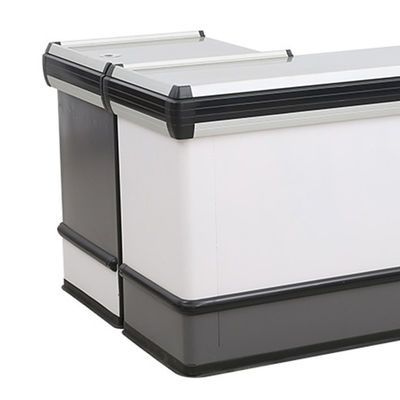 Customized Durability Cash Counter Table / Supermarket Steel Checkout Counters With Conveyer Belt