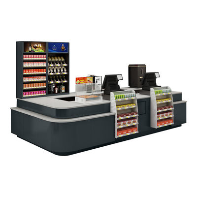 Conveyer Belt Supermarket Checkout Counter Cold Rolled Steel Cabinet Custom Length