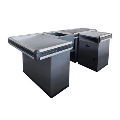 Customizable Stainless Steel Checkout Counter With Customer Conveyer Belt