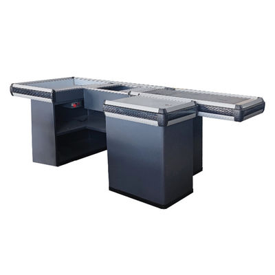 Customizable Stainless Steel Checkout Counter With Customer Conveyer Belt
