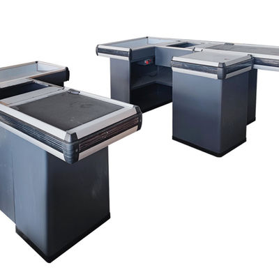 Customizable Stainless Steel Checkout Counter With Customer Conveyer Belt