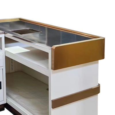 Stainless Steel Supermarket Checkout Counter High Durability Cold Rolled Steel Cabinet