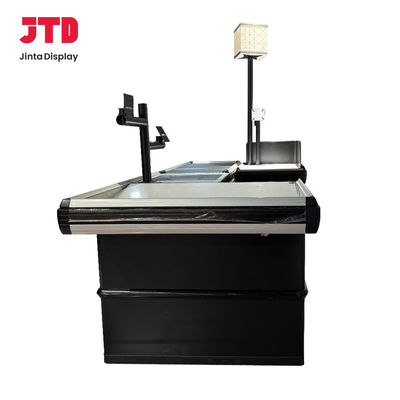 Customized Supermarket Checkout Counter With Stainless Steel Table