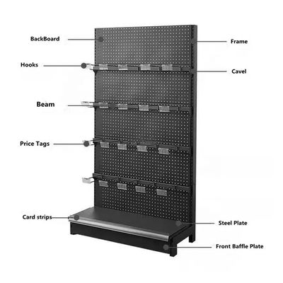 Cold Rolled Steel Supermarket Display Shelving With Customized Logos And Stable Structure