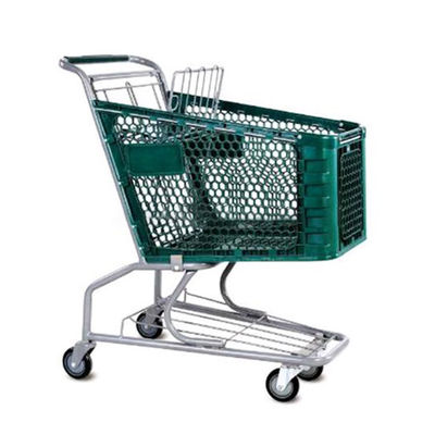 4 Wheels Plastic Shopping Trolley ﻿Supermarket Shopping Cart Portable Handcarts ﻿